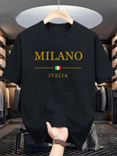 Camiseta masculina milano 100 algodão, moderna, casual, solta, plus size,
