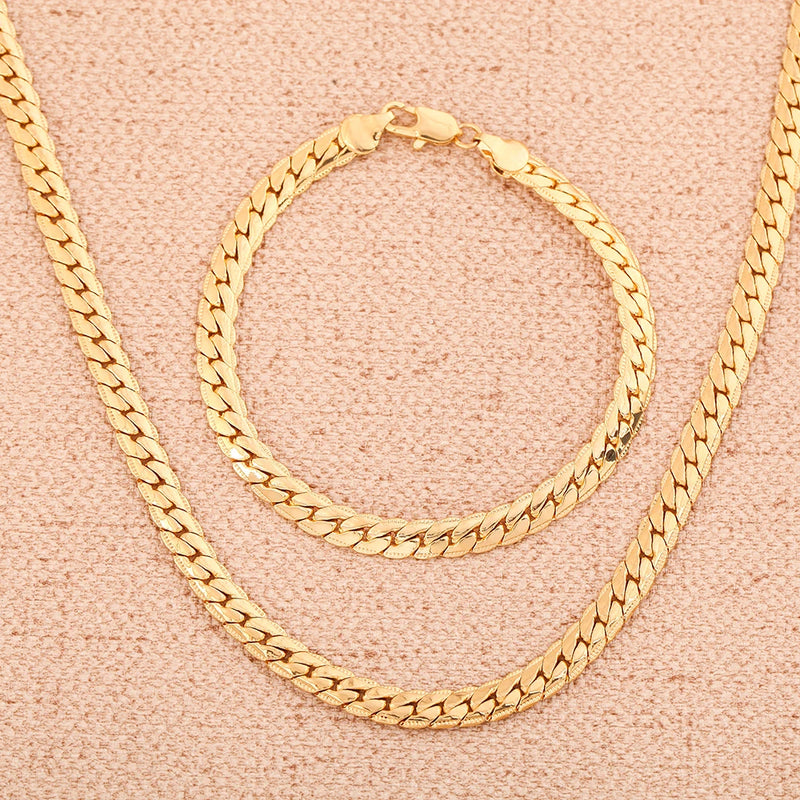 Pulseiras de corrente clássicas de 6 mm em prata esterlina 925, ouro 18K, colar para mulheres e homens, conjuntos de joias para festa e casamento, presentes