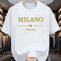 Camiseta masculina milano 100 algodão, moderna, casual, solta, plus size,