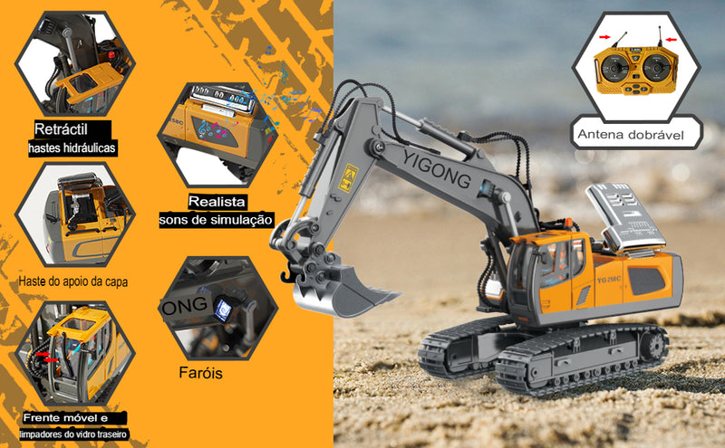 Nova escavadeira RC 2.4G com controle remoto, veículo de engenharia, caminhão de esteira, trator de brinquedo para meninos e crianças